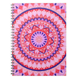Caderno Espiral Mandala Rosa Boho Autocuidado Padrão Geométrico Ac