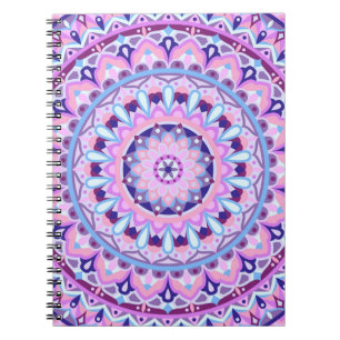 Caderno Espiral Mandala Roxo Boho Padrão Geométrico Espiritual