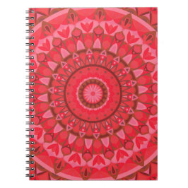 Caderno Espiral Mandala Vermelho Ousado Boho Vibrante Amor Geométr