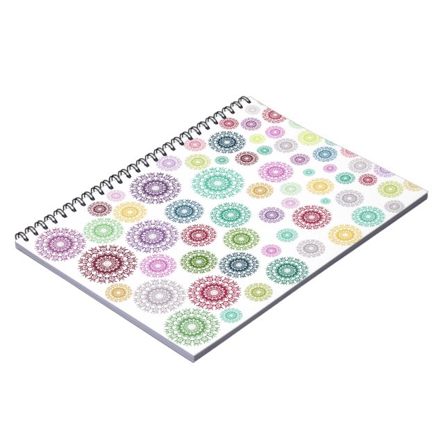 Caderno Espiral Mandalas Coloridos Em Uma Espécie Aleatória (Left Side)