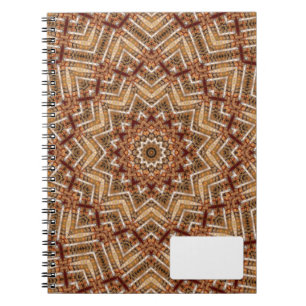 Caderno Espiral Mandalas Estrela Caleidoscópio Padrão Âmbar
