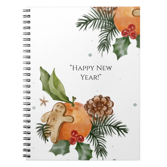 Caderno Espiral Mandarim e biscoitos domésticos de Natal (Frente)