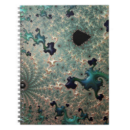 Caderno Espiral Mandelbrot Esmeralda e Dourado