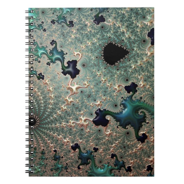 Caderno Espiral Mandelbrot Esmeralda e Dourado (Frente)