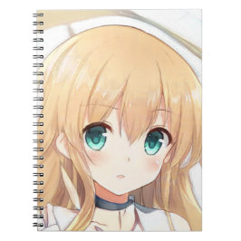 Caderno Espiral Manga de anime de olhos verdes, menina loira