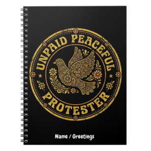 Caderno Espiral Manifestante Pacífico Não Remunerado Floral Retro