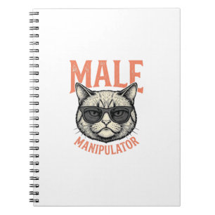 Caderno Espiral Manipulador Masculino Óculos de Sol Gato Engraçado