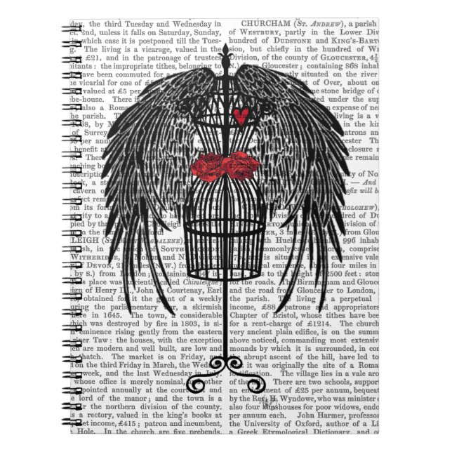 Caderno Espiral Mannequim Com Asas Pretas (Frente)