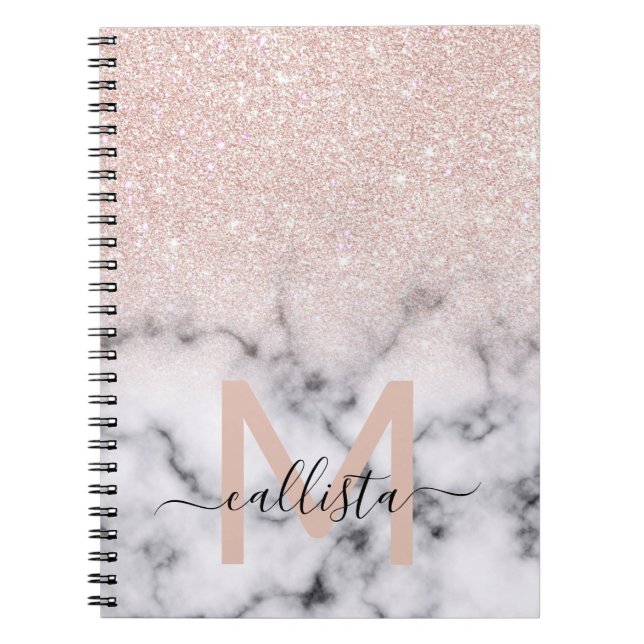 Caderno Espiral Mânre de Mármore Dourado brilhante Rosa (Frente)