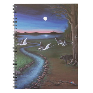 Caderno Espiral Manta ray voando através do notebook paisagem