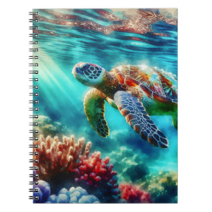 Caderno Espiral Mantendo contato Nadação de Tartaruga do Mar