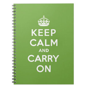 Caderno Espiral Mantenha a calma e continue o verde esmeralda