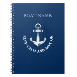 Caderno Espiral Mantenha a Calma e Mergulhe,Âncora Azul Marinho 
