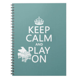 Caderno Espiral Mantenha a calma e o jogo em (piano) (alguma cor