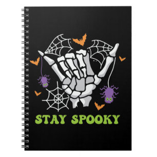 Caderno Espiral Mantenha a mão mimada do esqueleto de Halloween