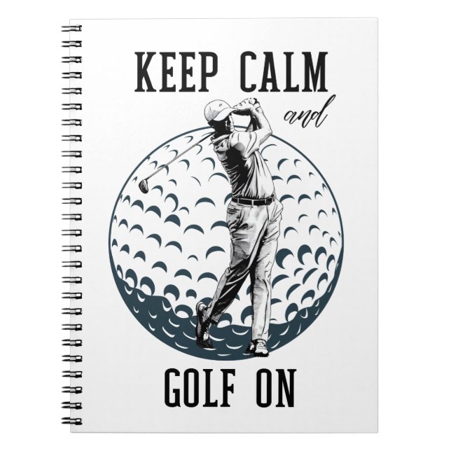 Caderno Espiral Mantenha Calma E Golfe. (Frente)