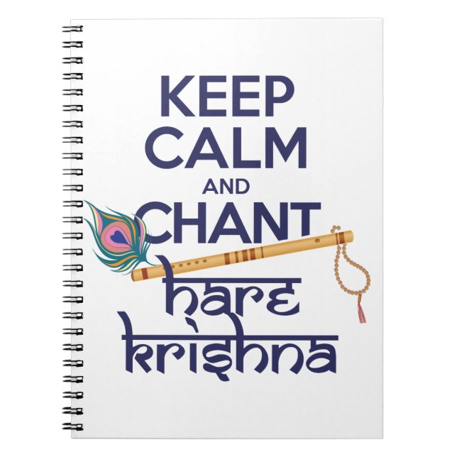 Caderno Espiral Mantenha calma e o Hare Chant Krishna Mantra canta (Frente)