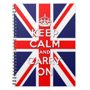 Caderno Espiral mantenha calmo e continue a bandeira de Union Jack