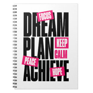 Caderno Espiral Mantenha Calmo Foco Esperança Paz Motivacional