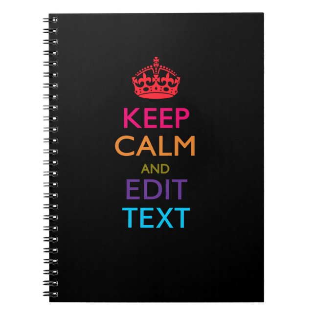 Caderno Espiral MANTER O CALM E Editar Multicor do Texto Personali (Frente)
