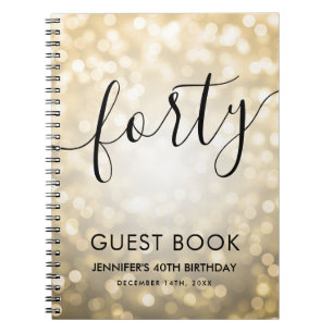 Caderno Espiral MANUAL Dourado das Luzes do Script Moderno anivers