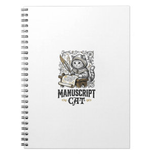 Caderno Espiral Manuscrito Gato Medieval Manuscrito Vintage Vec
