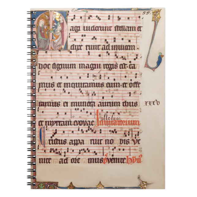 Caderno Espiral Manuscrito Gregoriant Chant Epiphany Magi Medieval (Frente)