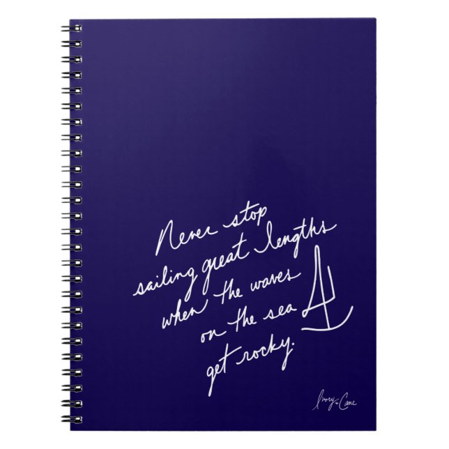 Caderno Espiral Manuscrito Nunca Pare de Navegar (Frente)