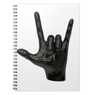 Caderno Espiral mão de chifres diabólicos