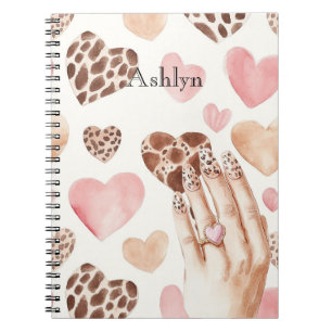 Caderno Espiral Mão-de-Coração Pinto-Castanho-Leopardo