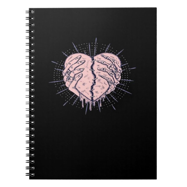 Caderno Espiral Mão De Esqueleto Com Cardíaco Clássico (Frente)