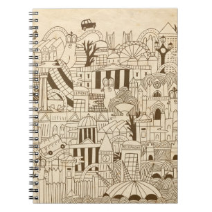 Caderno Espiral Mão de Londres tirada no papel velho