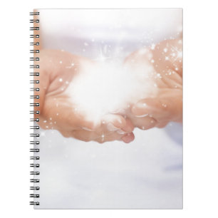 Caderno Espiral mãos brancas de cicatrização de energia reiki a