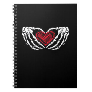 Caderno Espiral Mãos de Esqueleto com Cardíaco Clássico