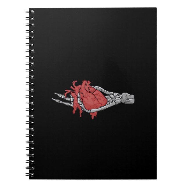 Caderno Espiral Mãos de Esqueleto do Coração (Frente)