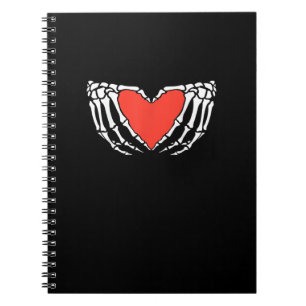 Caderno Espiral Mãos De Esqueleto Formando Coração - Alho Gótico A