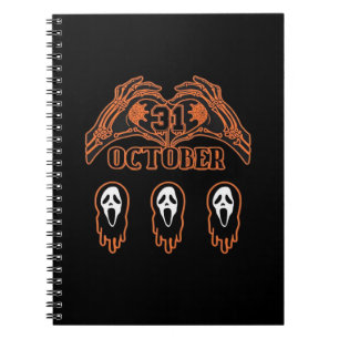 Caderno Espiral Mãos De Esqueleto Para O Halloween Clássico