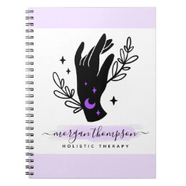 Caderno Espiral Mãos e Luas Minimalistas Fases Metafísicas Reiki