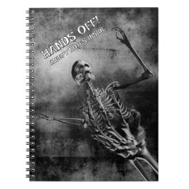 Caderno Espiral Mãos Para Trás! Notas Sinistras Dentro. Esqueleto