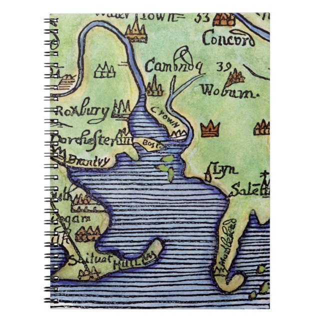 CADERNO ESPIRAL MAPA 1677 DE NOVA INGLATERRA (Frente)