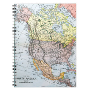 CADERNO ESPIRAL MAPA: AMERICA DO NORTE, 1890