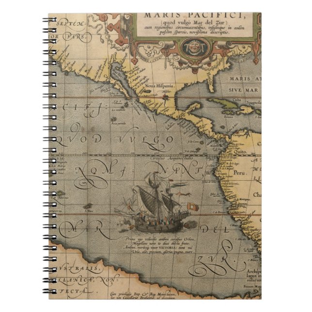 Caderno Espiral Mapa antigo antigo inspirado (14) Bagagem (Frente)