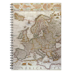 Caderno Espiral Mapa Antigo da Europa por Willem Jansz Blaeu, c161