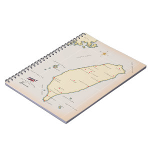 Caderno Espiral Mapa Antigo de Taiwan