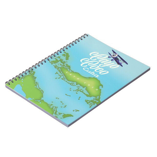 Caderno Espiral Mapa antigo do Cayo Coco Cuba. (Left Side)