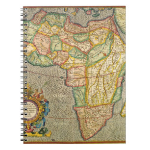 Caderno Espiral Mapa Antiquado do Mercador Mundial da África, 163