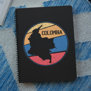 Caderno Espiral Mapa Colorido da viagens vintage Colômbia