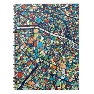 Caderno Espiral Mapa colorido de Paris France