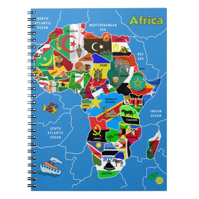 Caderno Espiral Mapa da África (Frente)