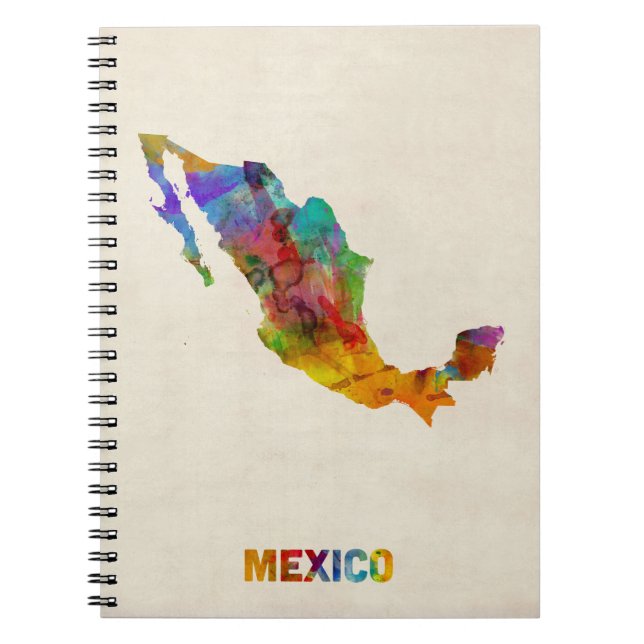 Caderno Espiral Mapa da aguarela de México (Frente)